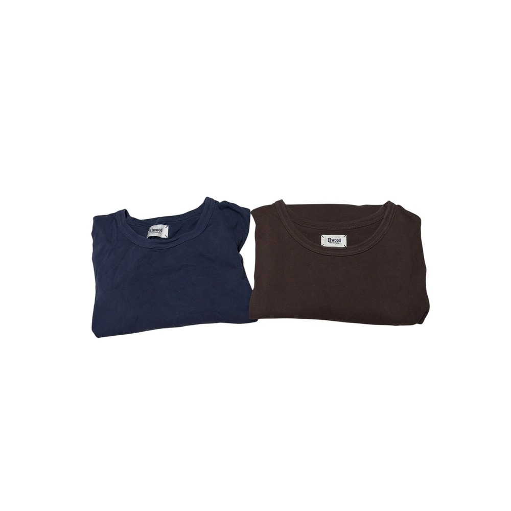 Lot Of 2 Elwood Heavyweights Organic Cotton T-Shirt 2 Pack Navy Brown Mens XS